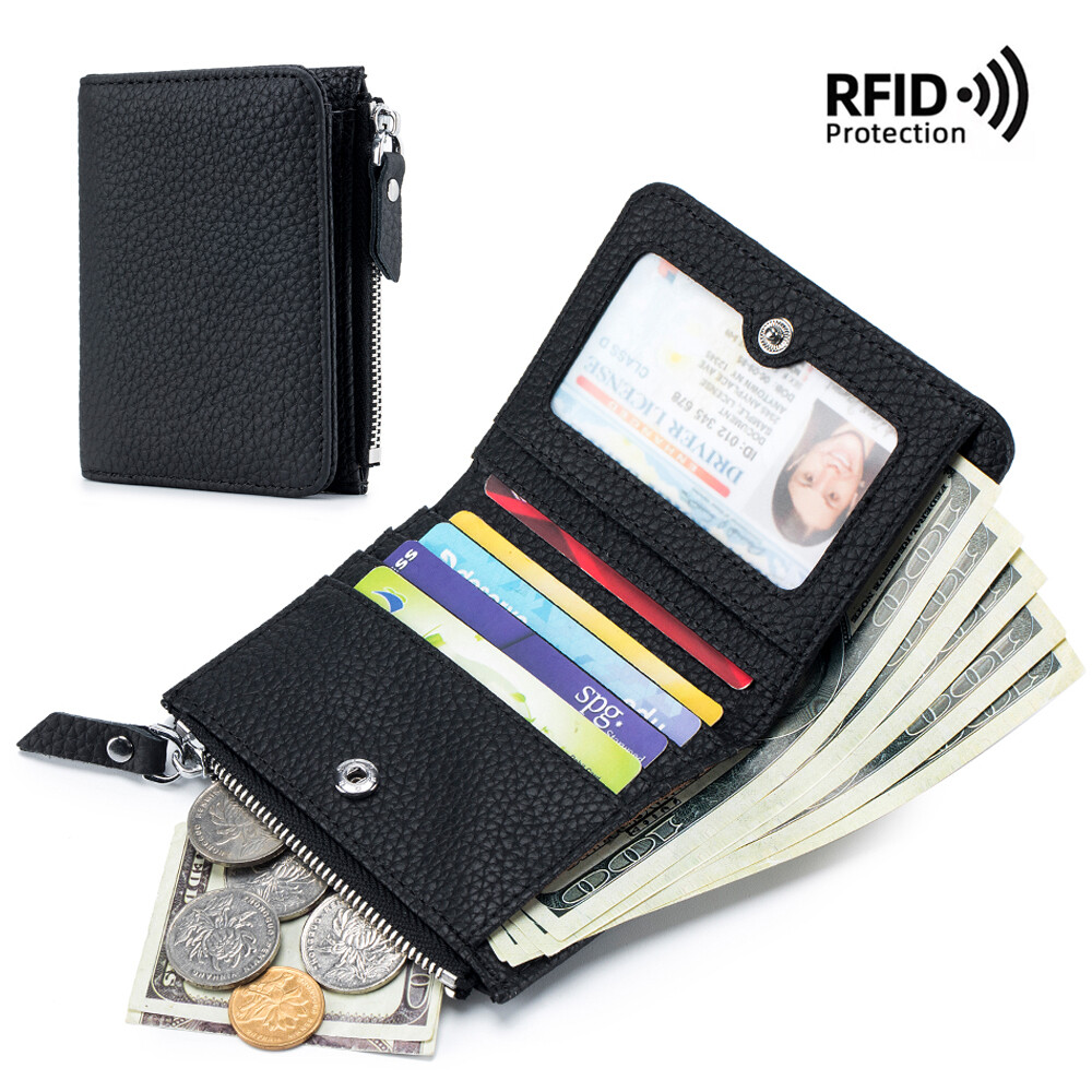 小物 Llife BIFOLD ZIP WALLET Women Small Slim Genuine Leather Bifold Zip Wallet Credit Card
