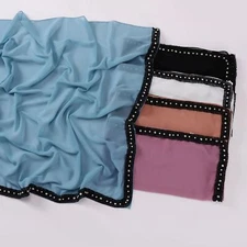 90*90cm Lace Rhinestone Square Scarf for Women Muslim Islamic Head Wrap Shawl