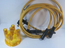YELLOW IGNITION WIRES & DISTRIBUTOR CAP SET VOLKSWAGEN T1 BUG BEETLE T2 BUS GHIA