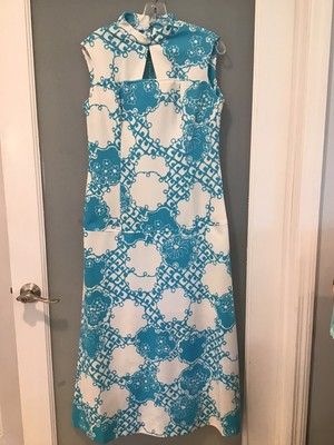 Gorgeous Vintage Women's Maxi Dress Turquoise White Boho Size 14-16 | eBay