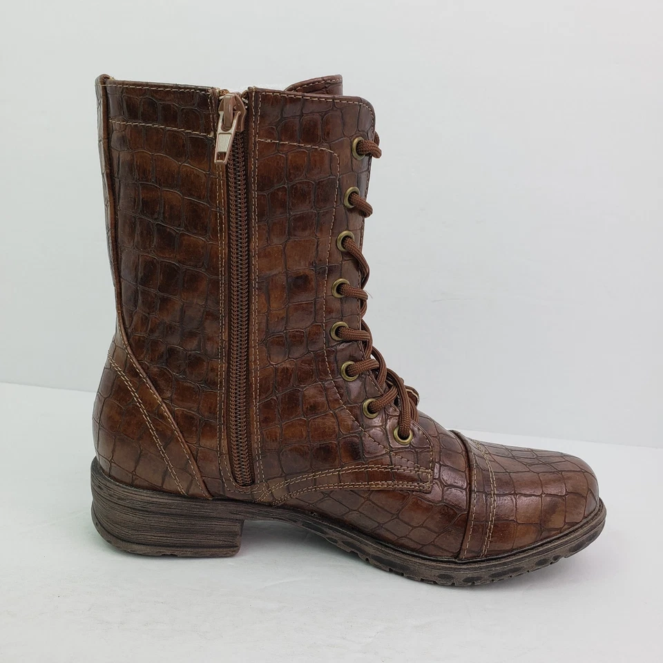 Botas de combate volátiles para mujer talla 6 marrón subterráneas de cuero sintético estampado de serpiente Foto 3 de 4