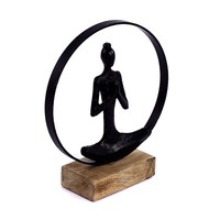"Yoga Deko Aufsteller \"Namaste\" | Holz Yoga-Skulptur, Meditierende Statue, Figur"