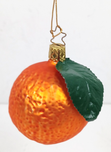 Vintage Orange Fruit Citrus Glass Ornament 2.5" Germany Inge Glass Old World