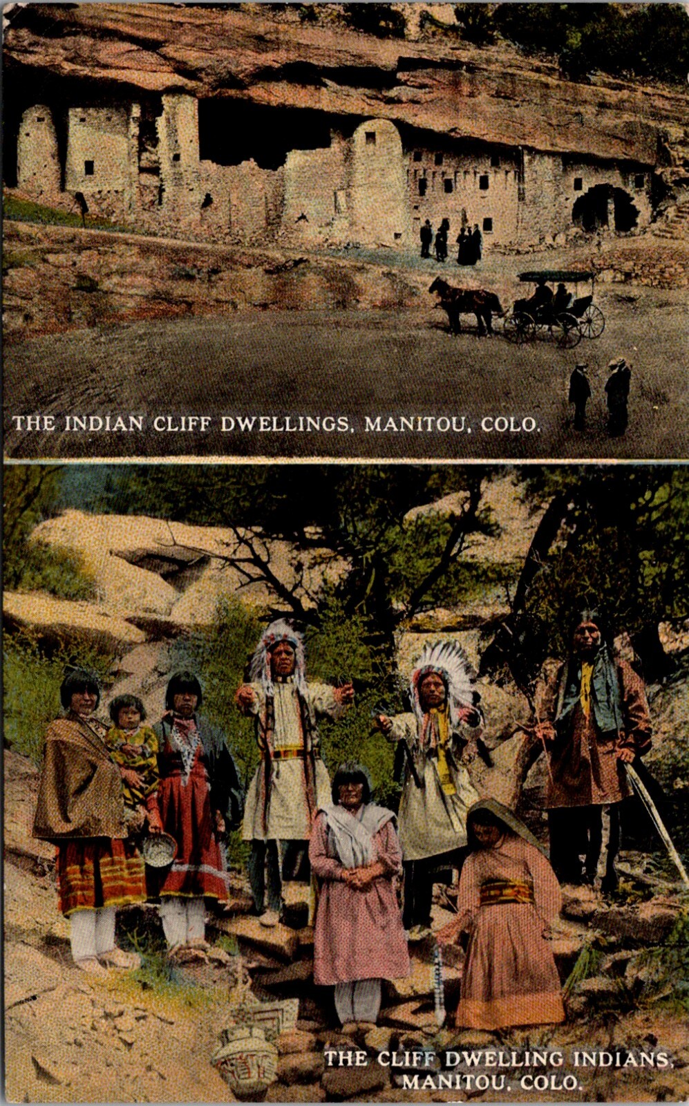 Manitou Colorado Native American Indian Cliff Dwellings Vintage Postcard   24166