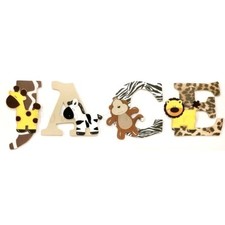 Wooden Nursery Letters - Jungle Safari Themed Wooden Letters - Custom Signs