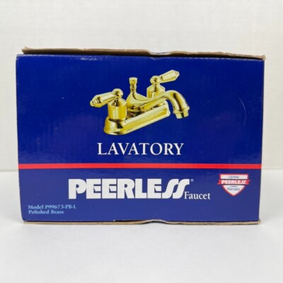 Peerless Teapot 4in Centerset P99673-PB-L Polished Brass Lavatory Faucet