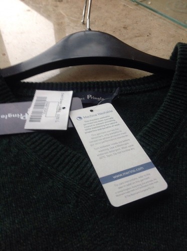 james pringle 100% lambswool v neck jumper dark green l/xl bnwt