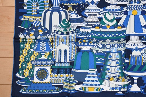 Hermes Scarf La Patisserie Francaise 90 cm silk blue Carre french pastry 35" - Picture 5 of 10