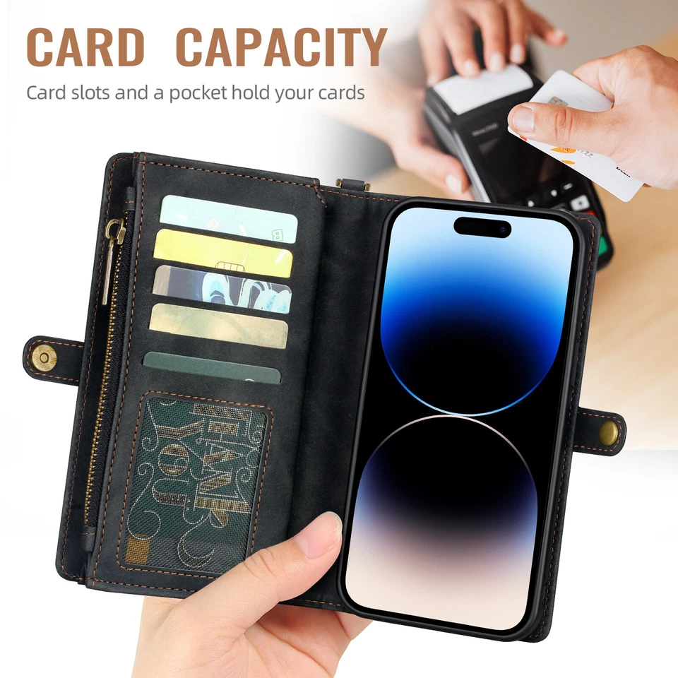 Wallet Leather Card Phone Case For iPhone16 15 14Pro Max Plus 13 11 12 8 7 XS XR - Image 2 of 4