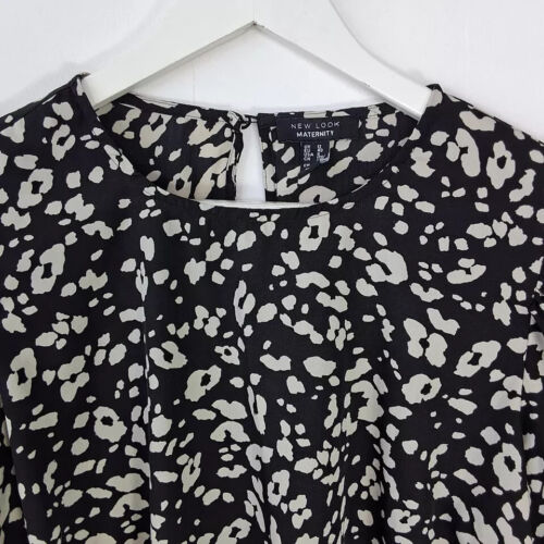 New Look Maternity Chiffon Blouse Size 12 Monochrome Animal Print Prairie Top - Picture 5 of 10
