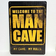 Rustic Vintage Metal Tin Signs Man Cave Garage Funny Rules