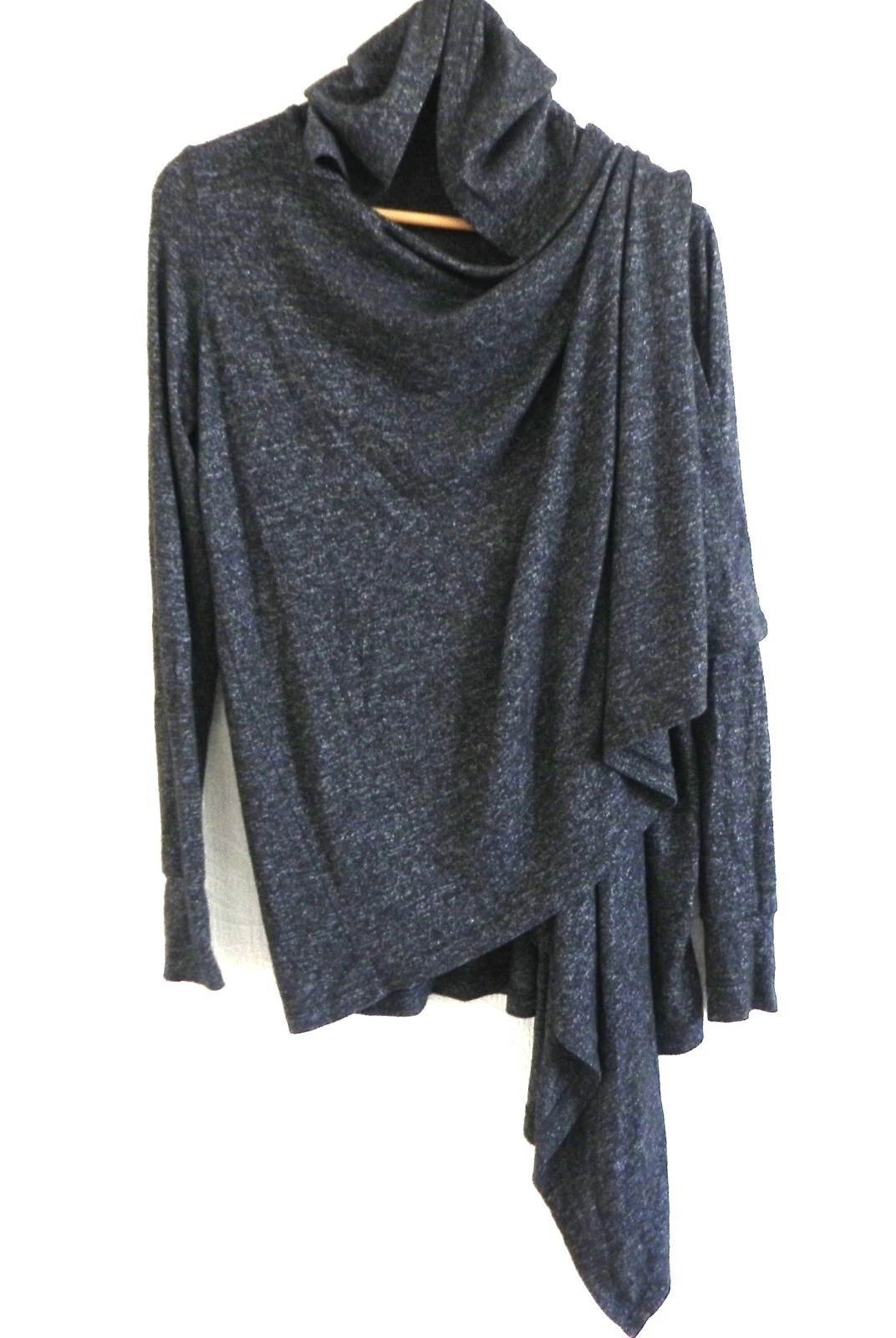 Aerie Open Hoodie Mixed Dark Gary Long Sleeve Asymmetrical Front Size S