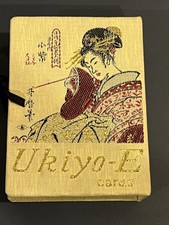 Cartes à jouer vintage japonaises traditionnelles Ukiyo-E avec boite recouverte de tissu