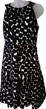 NINE WEST Black/white Circle Print Fit And Flare Dress, 8, VGC, Wedding, Races,