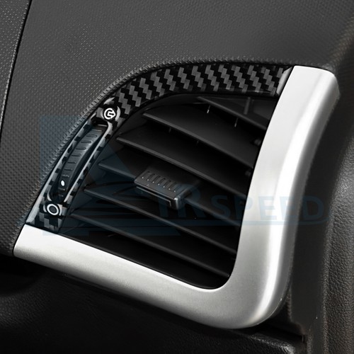 Black Carbon Fiber Dashboard Air Vent Outlet Cover Trim For Peugeot 206 2009-14 - Picture 6 of 9