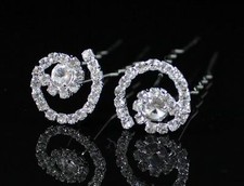 6 PCS SWIRL BRIDAL CLEAR AUSTRIAN RHINESTONE CRYSTAL HAIRPIN PICKS WEDDING P1320