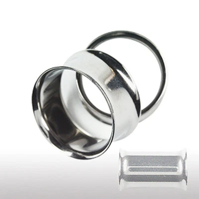 Stahl Flesh Tunnel Double Flared Eyelet Ohr Piercing 2mm-50mm Silber Tube Plug - Bild 1 von 2
