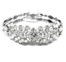 Vintage Signed SHERMAN Rhinestone Bracelet - 7