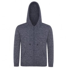 MEN HANDMADE ANDEAN ALPACA SOLID GRAY ZIP HOODIE SWEATER SZ L