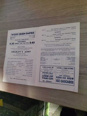 THEATERPROGRAMM 1948, LONDON WOOD GREEN EMPIRE, CHARLEYS TANTE