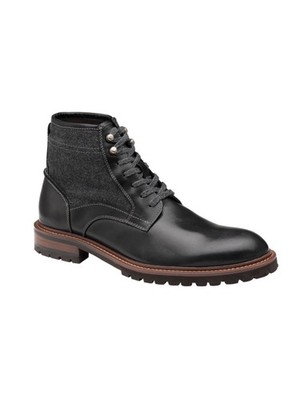 JOHNSTON & MURPHY Mens Black Chadwick Round Toe Leather Boots Shoes 9.5