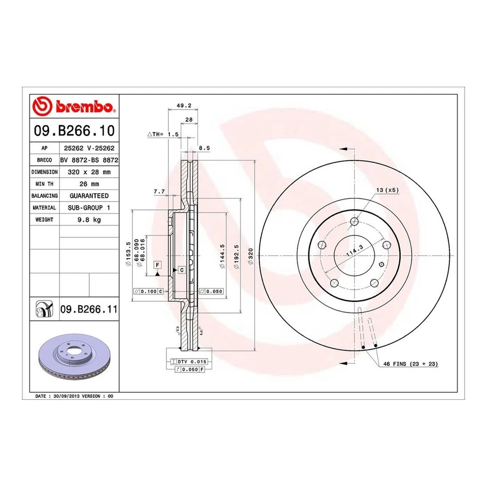 Kit de pastillas de freno delanteras Brembo 320 para Infiniti EX35 G25 G35 G37 M35 M45 Foto 3 de 4