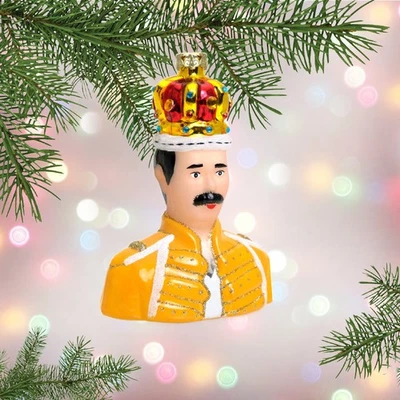 CODY FOSTER FREDDIE MERCURY ORNAMENT 4.75" Glass Iconic Queen Rock Singer Christmas Tree NEW