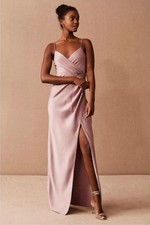Anthropologie BHLDN Freya Dusty Rose Pink Satin Charmeuse Dress Size 6