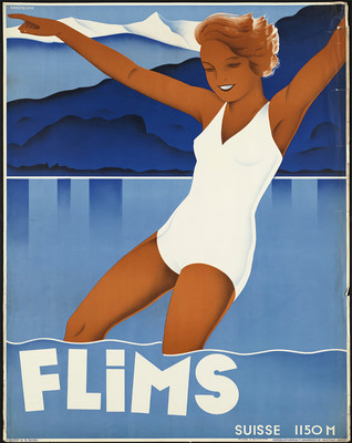Flims Switzerland Travel Poster Alpine Resort Wall Art - 12X16/16X20/18X24/24X36