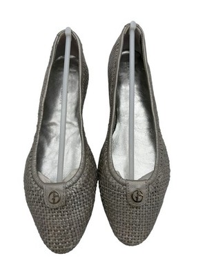 Giorgio Armani Silver Woven Ballet Flats Women's EU 39 US 8.5 Italy