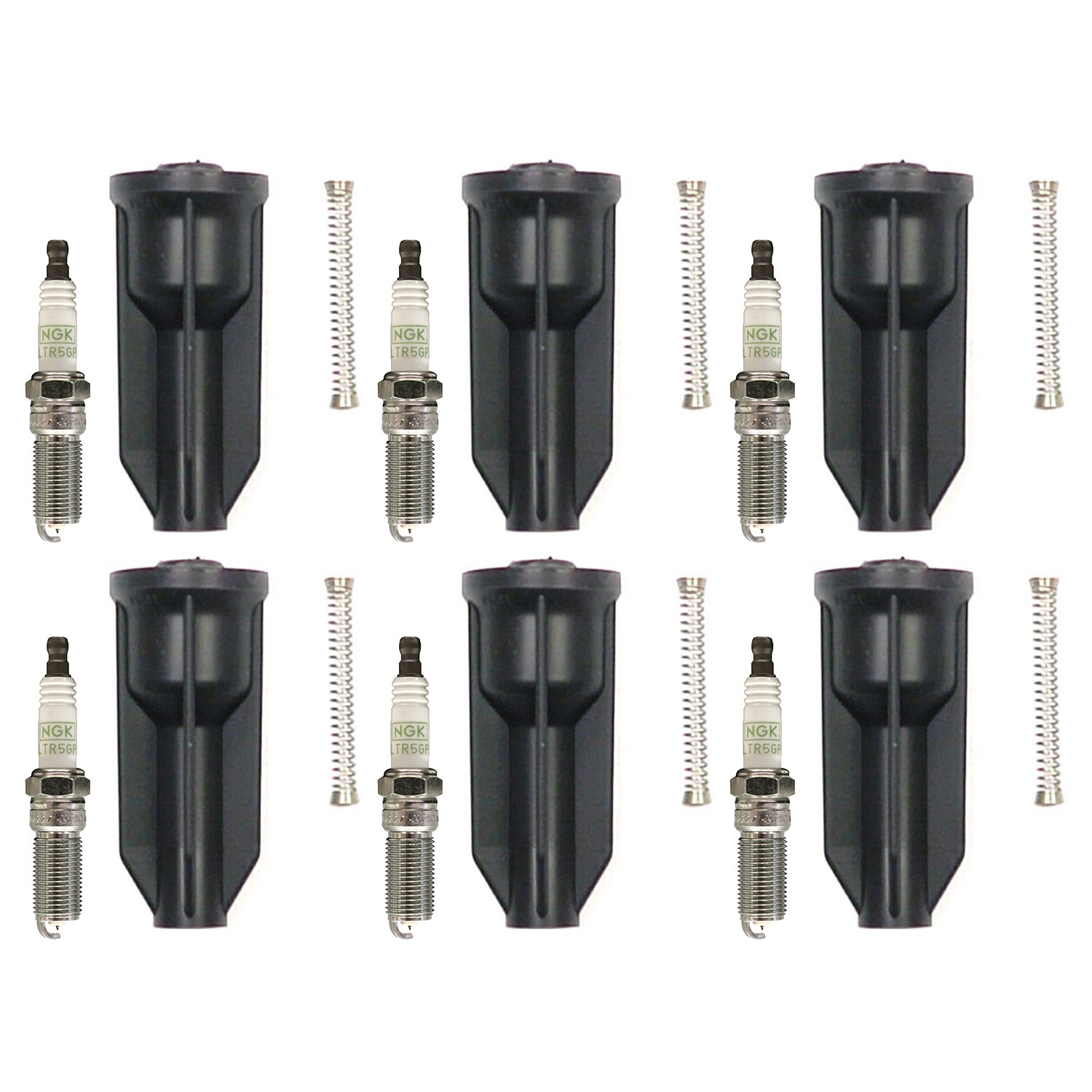 NGK 6 G-Power Platinum Spark Plug  Denso Coil Boot Kit for Trailblazer Envoy L6