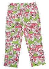 Lilly Pulitzer Colorful Animal Floral Print Capri Breathable Pants Size 6