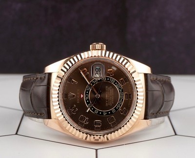 Rolex Sky-Dweller 42mm Rose Gold Chocolate Arabic Dial Crocodile