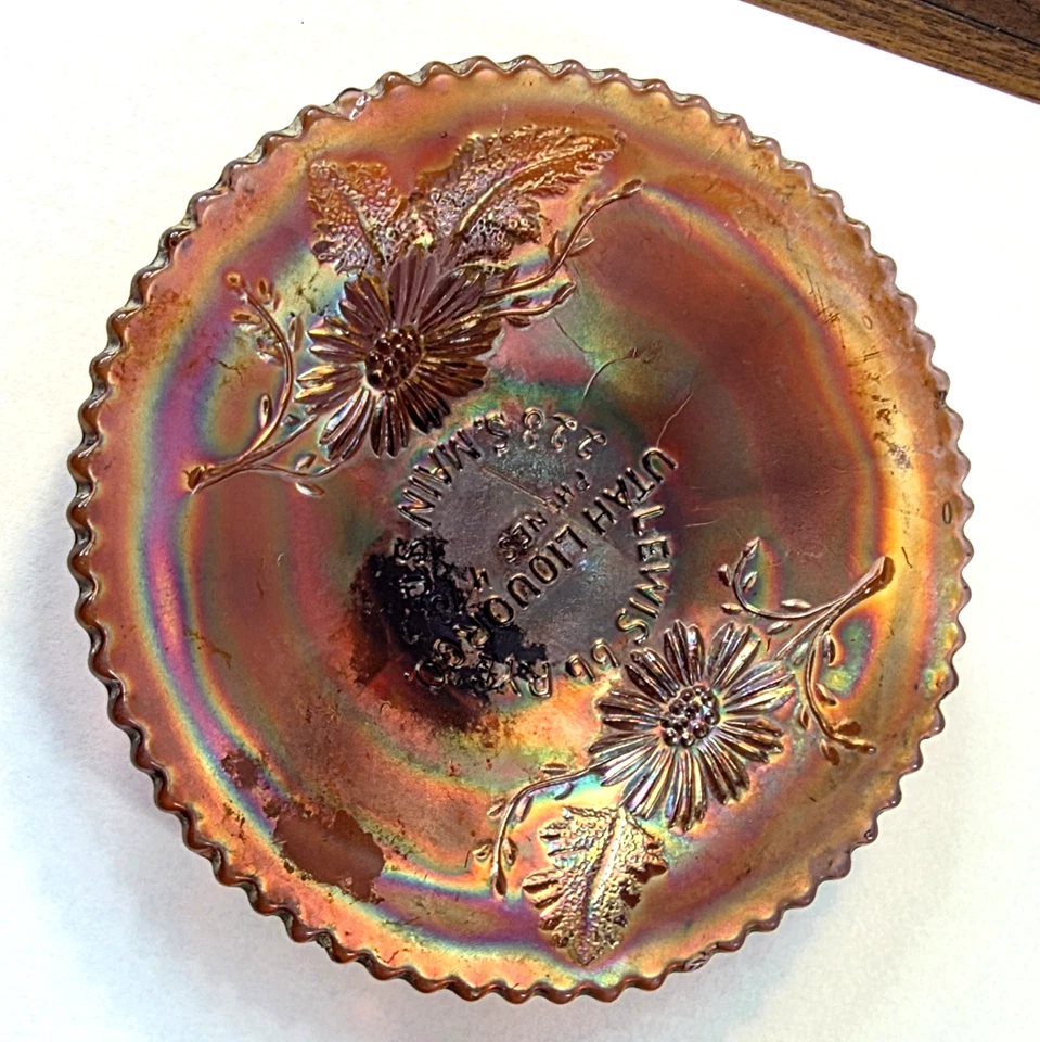 Utah Liquor Co. 6" Placa Publicitaria Carnaval Vidrio, Fenton, Lewis 66 Centeno Foto 4 de 4