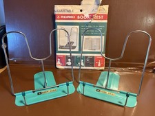 Vintage Pair of Reimei Turquoise Metal Book Rests - Adjustable and Fold Flat