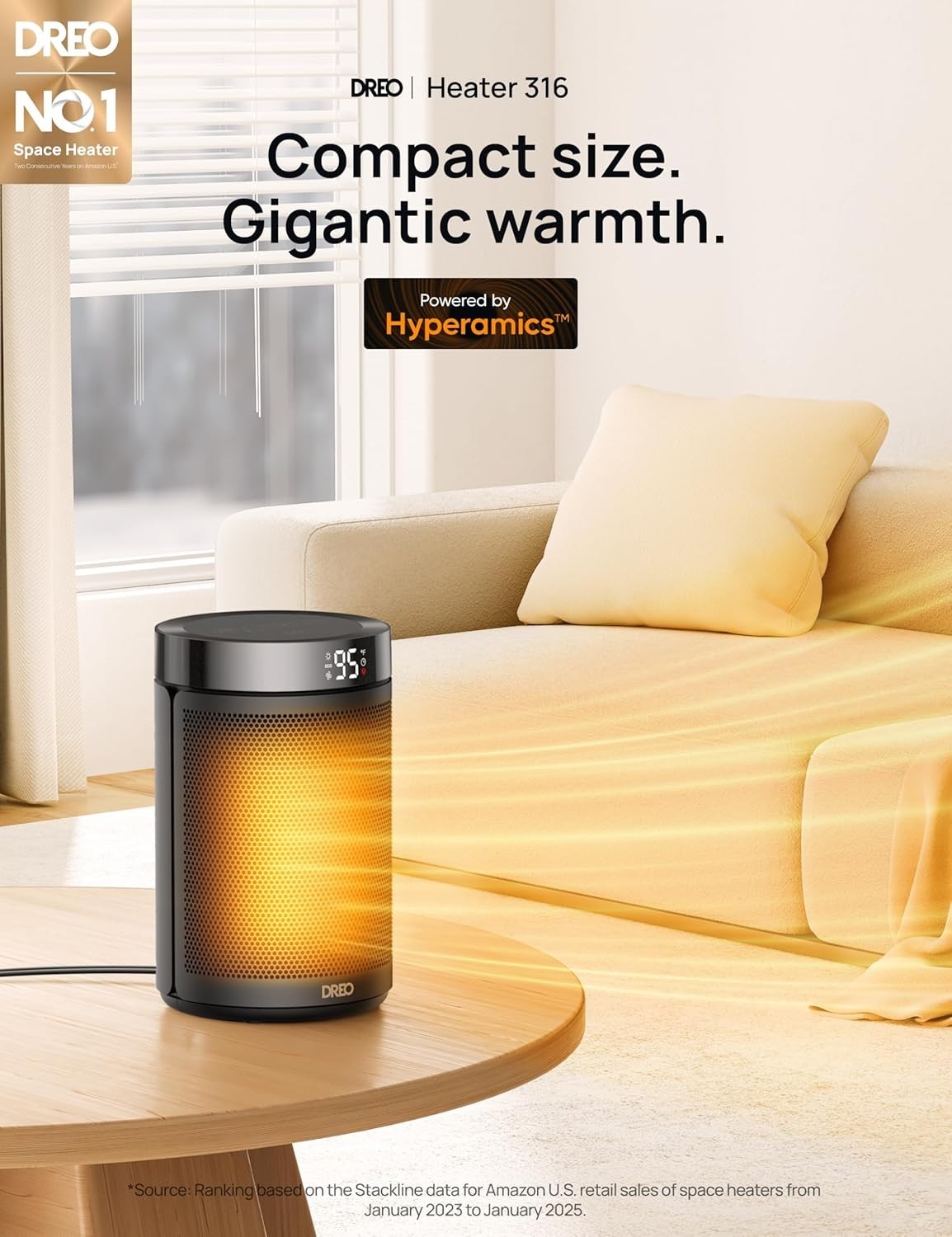 Space Heater, Portable Electric Heaters for Indoor Use with Thermostat, Digit...
