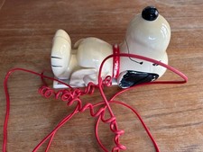 Vintage Snoopy Push Button Wall Mount Landline Phone With Red Cord