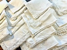 A Vintage Lot 20 White Hankies Hand Machine Embroidery Lace Wedding Bride