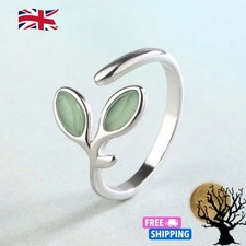 925 Sterling Silver Foliage Adjustable Ring Women Valentine Luxury Jewelry