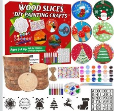 Wooden Christmas Ornaments DIY Kit - 20PCS Unfinished Natural Wood Slices...