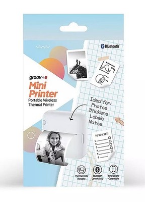 Groov-e Bluetooth tragbarer Mini Thermodrucker mit Papier & selbstklebender Rolle