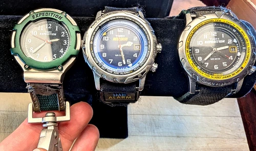 New ListingLot of 3 Vintage Timex Watches – Expedition Clip-On, Expedition Indiglo Alarm