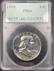 1958 Franklin Half Dollar 50c PCGS PR66 OGH Old Green Rattler Holder