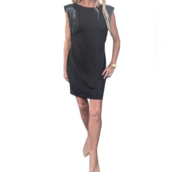 Aqua Black Sequin Mini Dress Womens Size 8 Open Back Cocktail Party Dress