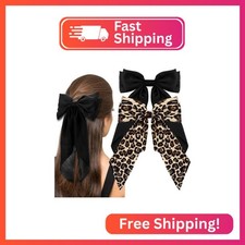 Zkptops 2Pcs Hair Bow Clips for Women Girls Silky Satin Bow Hair Clips Hair Ribb