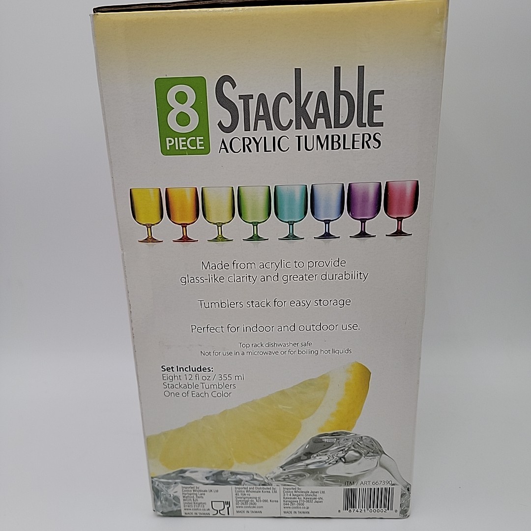 Colorful Stackable Acrylic Tumblers - Set of 8