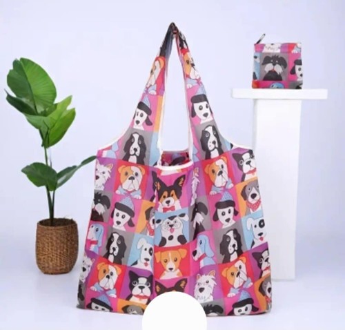 Folding Shopping Bags Reusable Foldable Large Grocery Tote Bags Pouch For Travel - Picture 9 of 23