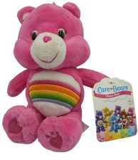 Care Bears 2014 Cheer Bear 8" Plush Pink w/ Rainbow Just Play Toddler Toy NEW