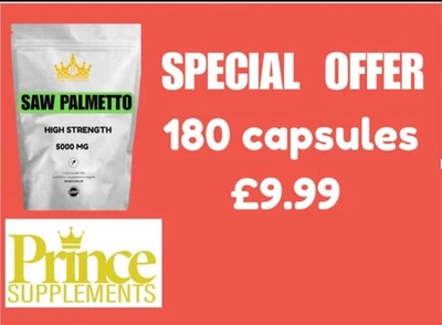 PRINCE SUPPLEMENTS Saw Palmetto Capsules /Tablets 5000 Mg PROSTATE 180 URINARY TRACK HAIR LOSS