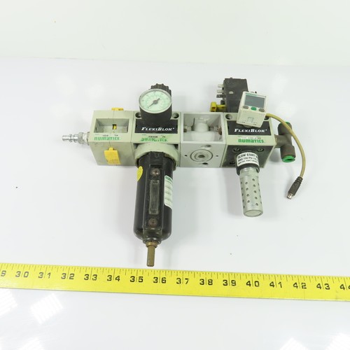 Numatics P22B-03AGM S22C-03BKLM Flexiblok Pneumatic Filter Regulator Assembly